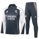 Conjunto Agasalho Treino Real Madrid 24/25 - Cinza e Branco